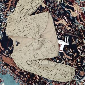 Sage Green Eyelet Crop Top